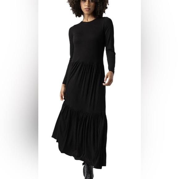 Saint + Sofia Greenwich Tiered Maxi Dress Black size 16 - Picture 1 of 10